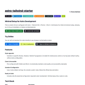 Astro v5 + Tailwind CSS v4 の最小構成スターターキットを公開しました